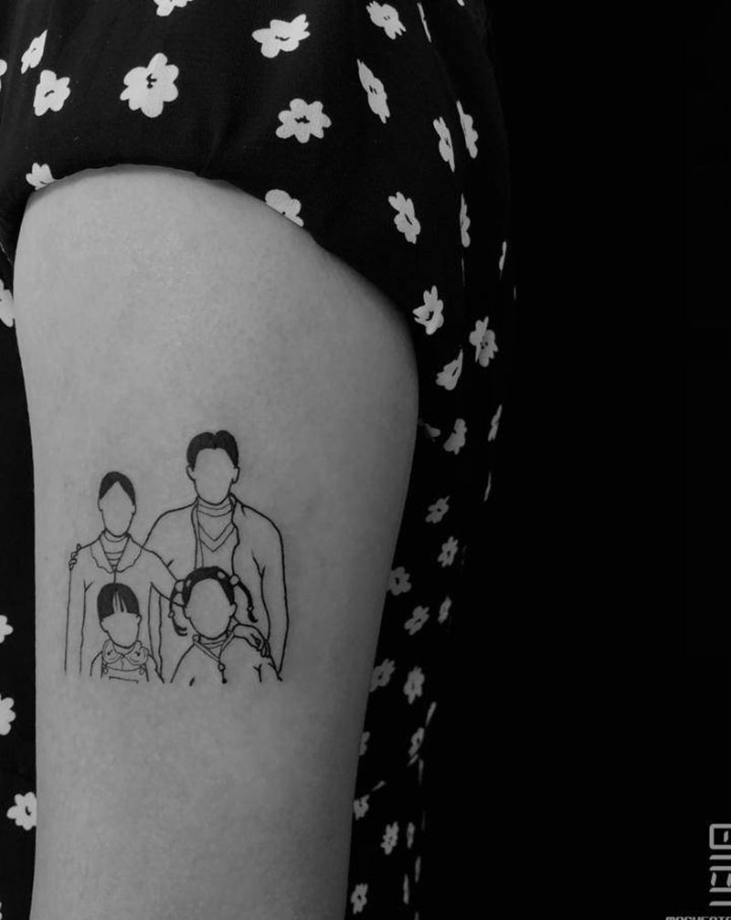 简笔画纹身图片_肩部手臂几何简笔画纹身图案