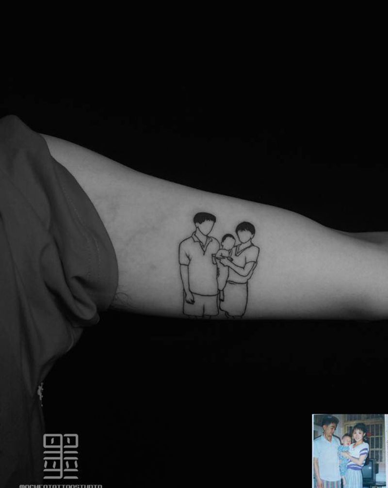 照片简笔画纹身图片_手臂几何纹身图案