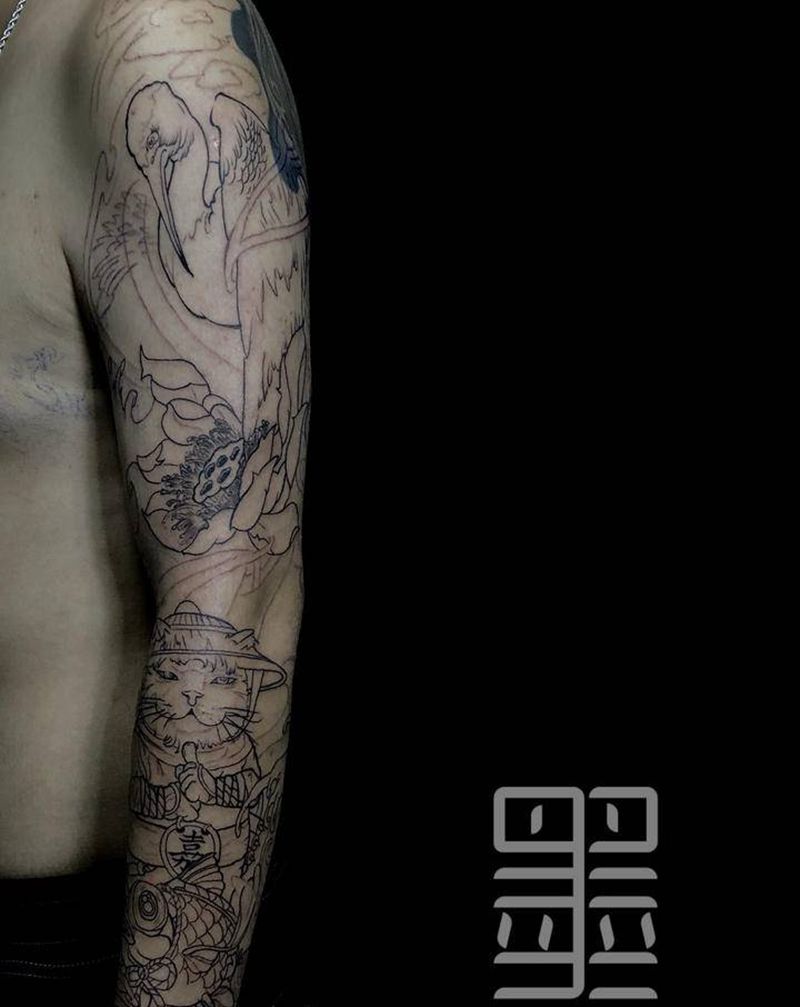 未完成纹身图片_手臂新传统纹身图案