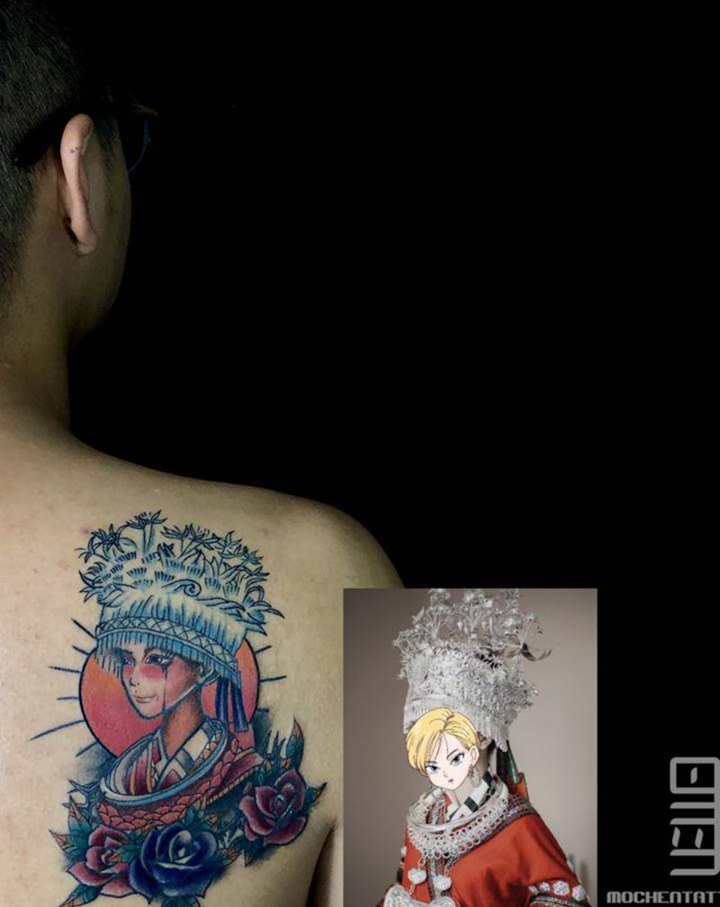 原创纹身图片_背部Old School纹身图案