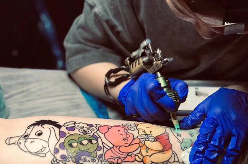 卡通人物集合啦纹身图片_手臂腿部水彩可爱卡通纹身图案