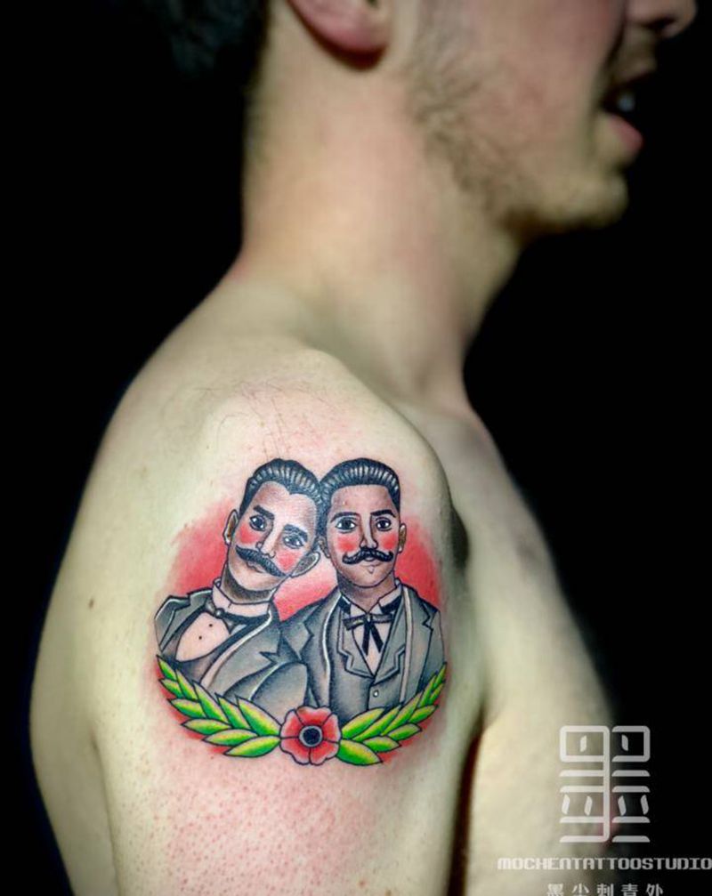 old schoo纹身图片_成品肩部手臂欧美人物纹身图案