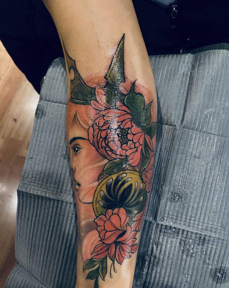 彩色女孩纹身图片_手臂纹身图案