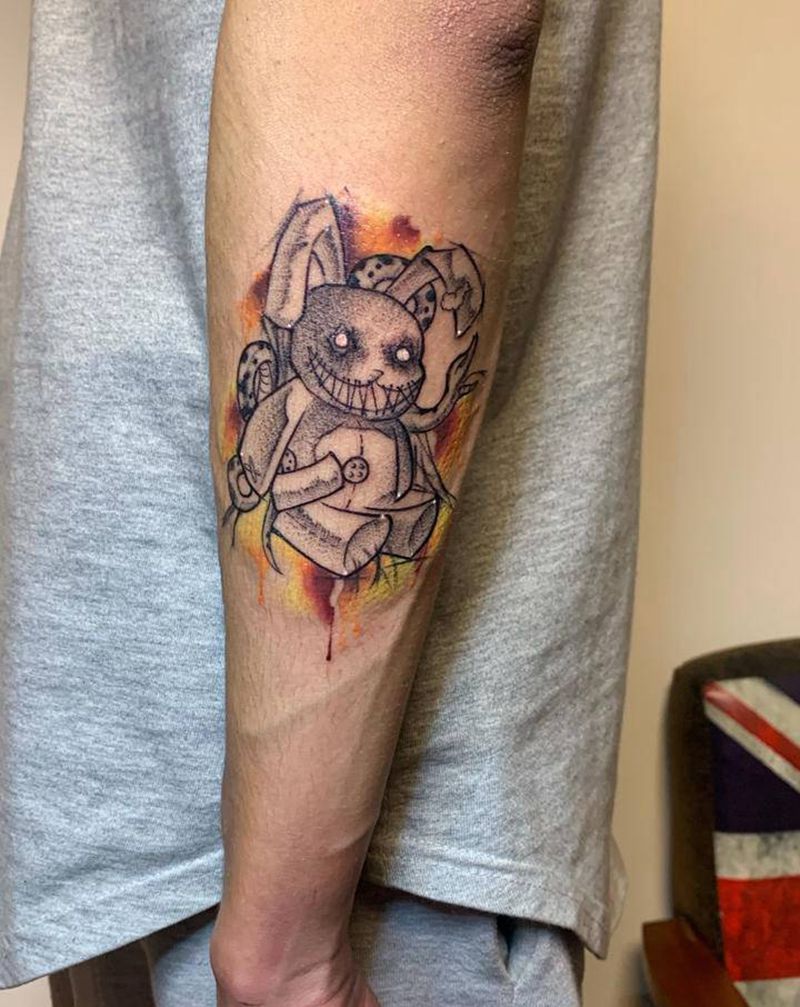 兔纹身图片_手臂水彩Old School纹身图案