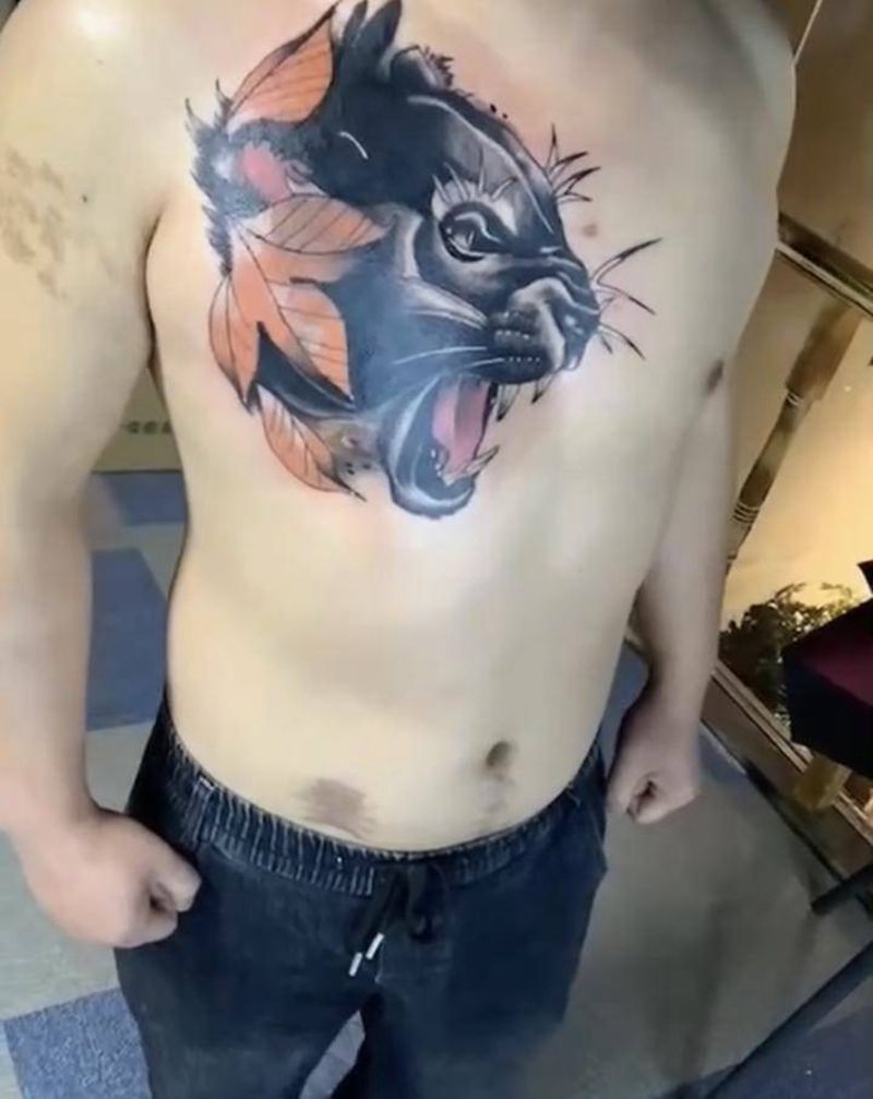 黑色系列（掩盖的一个图）纹身图片_胸部纹身图案