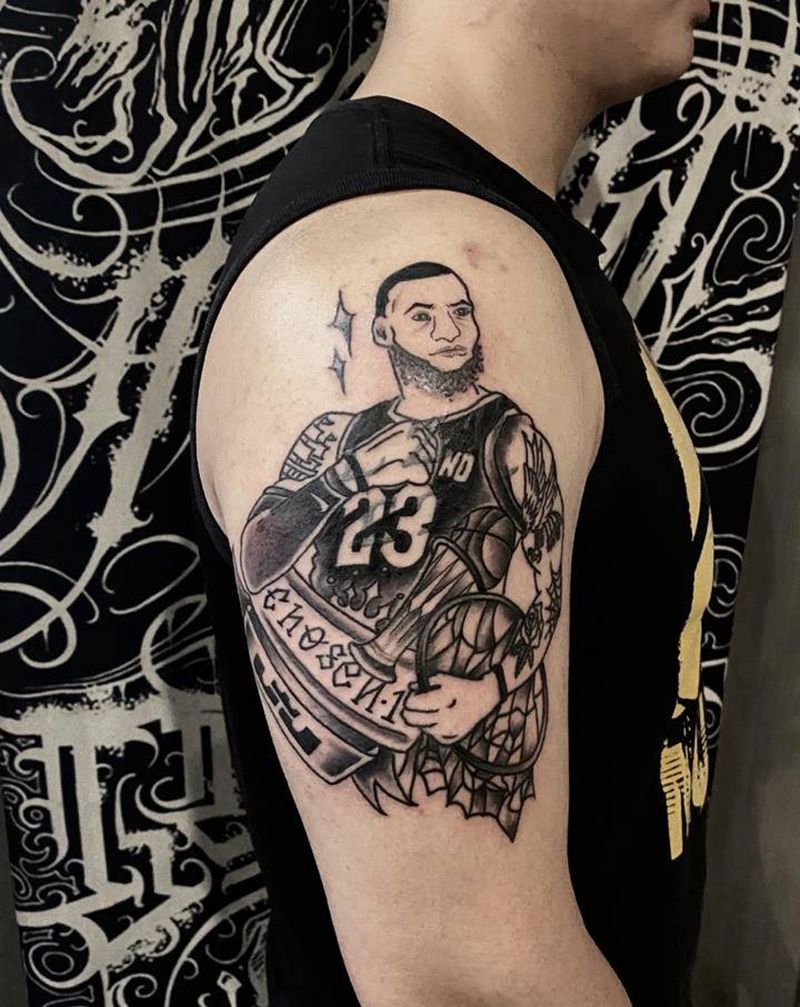 詹姆斯遮盖纹身图片_手臂手部Old School詹姆斯james纹身图案