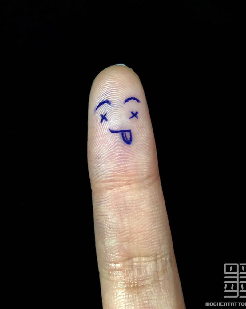 简约表情纹身图片_几何纹身图案