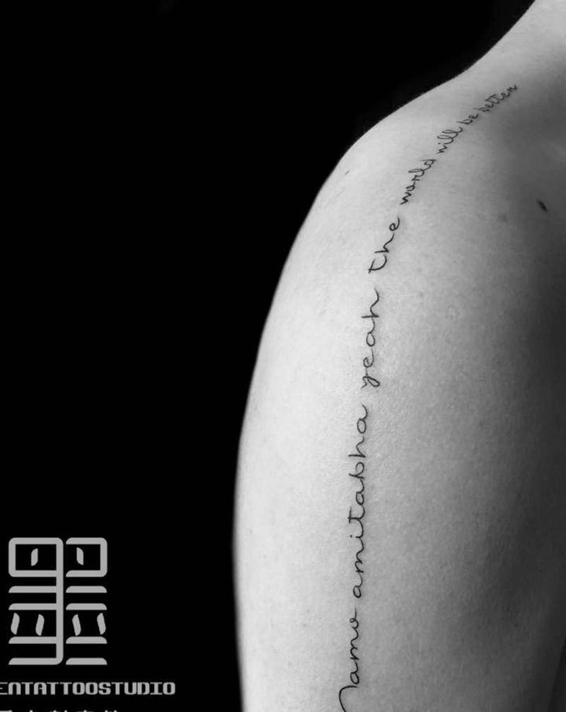 字母纹身图片_肩部几何花体字纹身图案