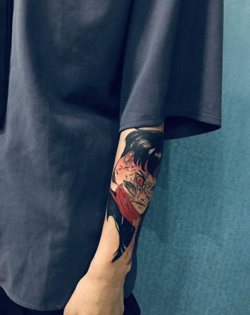 暗黑风格纹身图片_手臂New School纹身图案