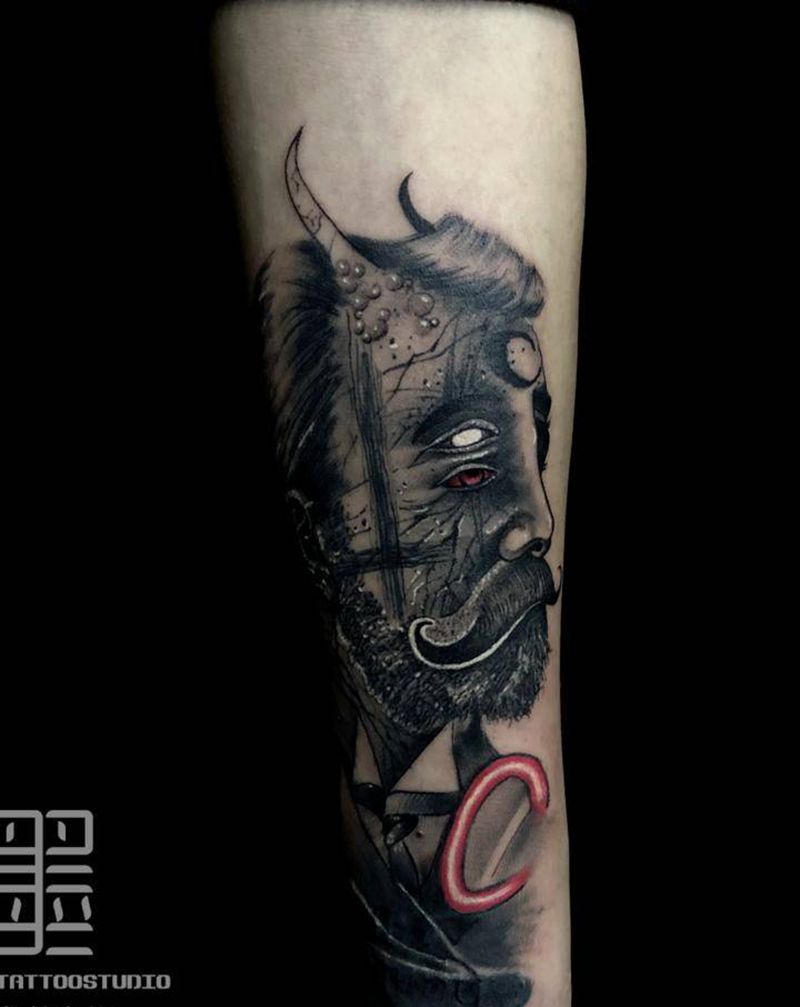 暗黑写实纹身图片_手臂欧美写实暗黑纹身图案