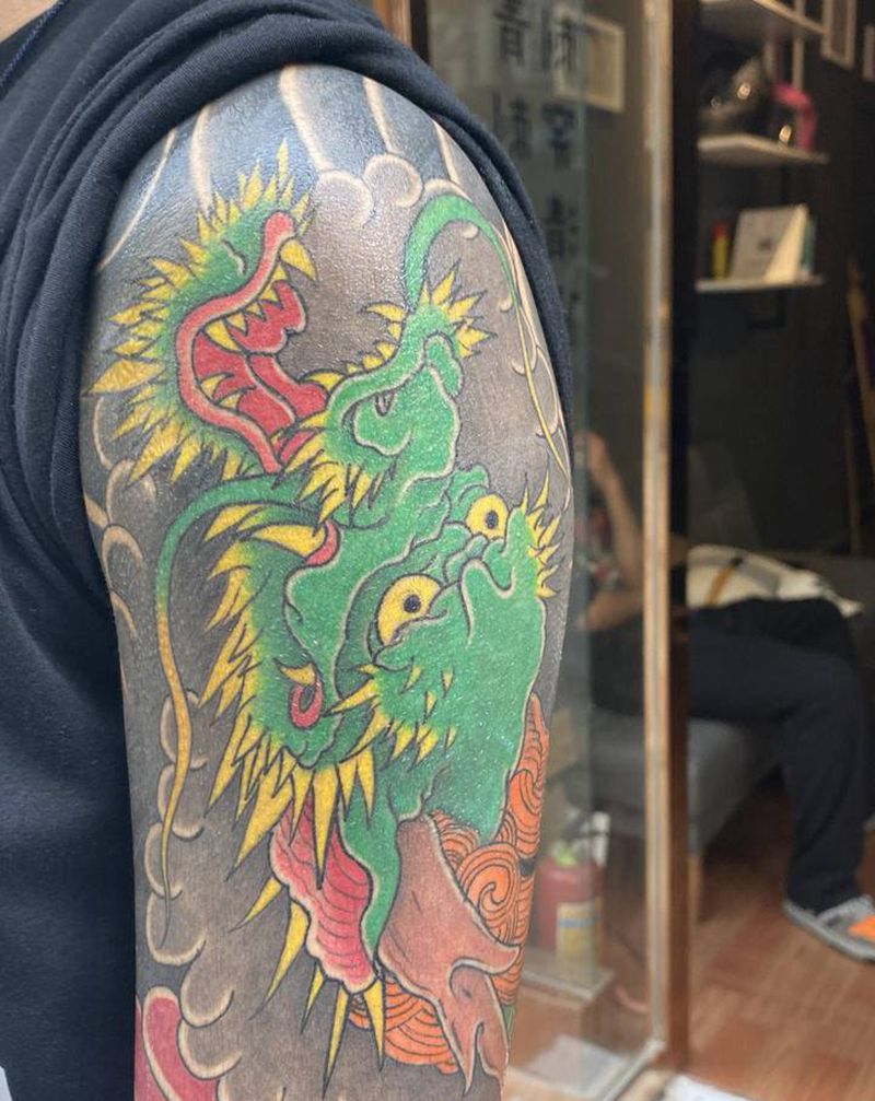 老传统花臂纹身图片_手臂老传统纹身图案