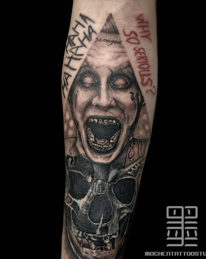 莱托  小丑纹身图片_手臂欧美写实遮盖纹身图案