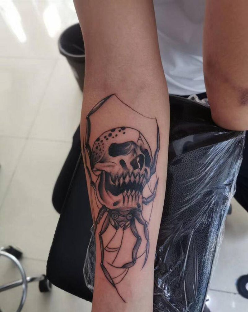 骷髅头纹身图片_手臂纹身图案
