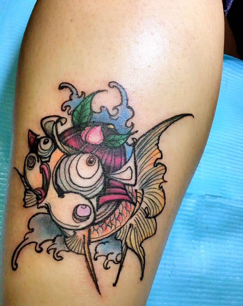 小鱼鱼纹身图片_腿部New School纹身图案