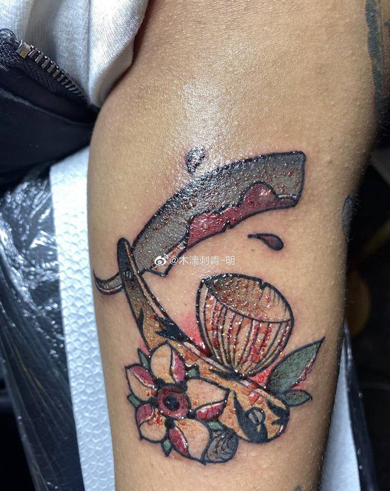 剃刀纹身图片_手臂New School剃刀纹身图案