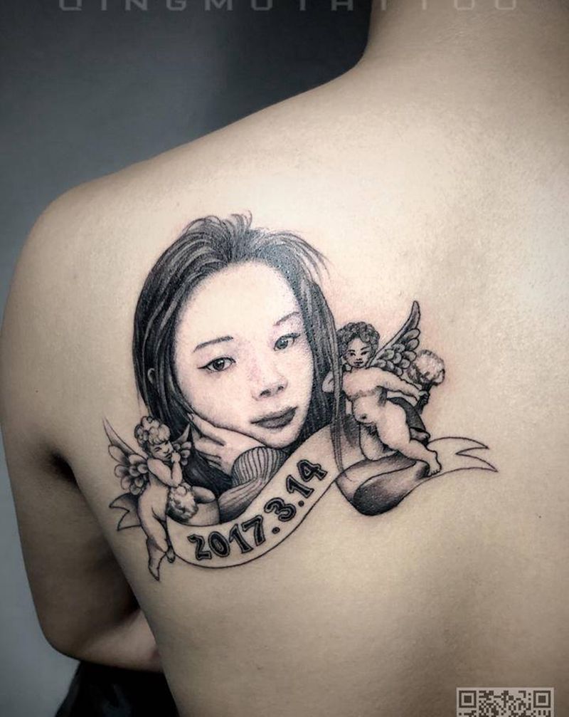 肖像纹身图片_背部欧美写实纹身图案