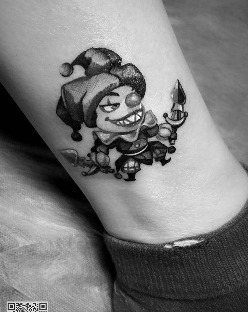 萌酷萌酷的小丑纹身图片_腿部New School纹身图案