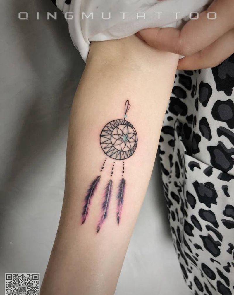 捕梦网纹身图片_手臂水彩纹身图案