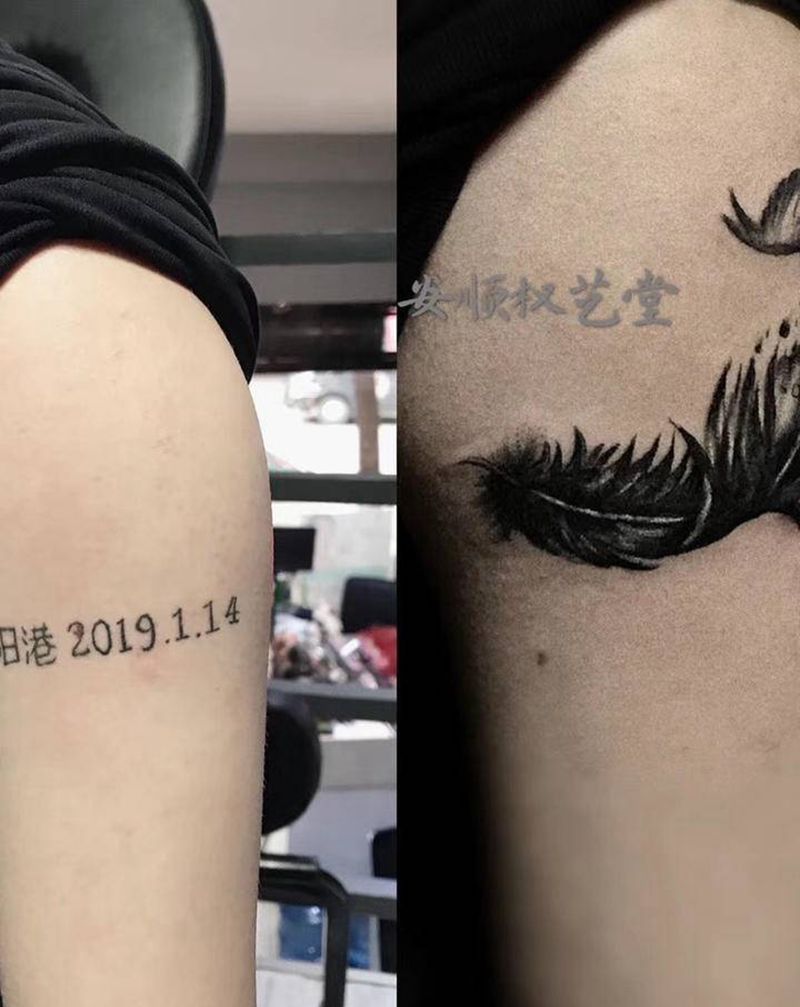 羽毛纹身图片_手部纹身图案