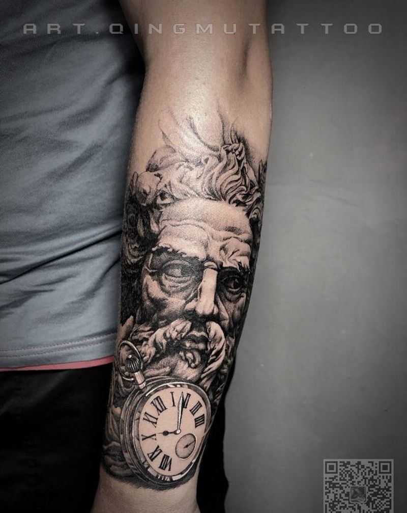 海神  波塞冬纹身图片_手臂欧美写实纹身图案