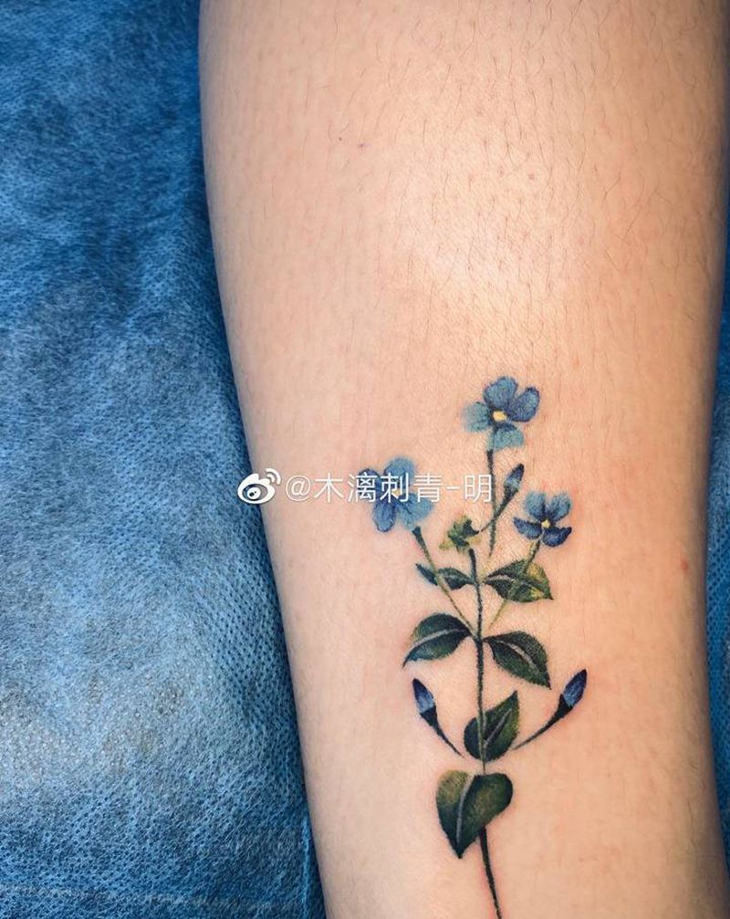 花卉纹身图片_脚部水彩小清新纹身图案