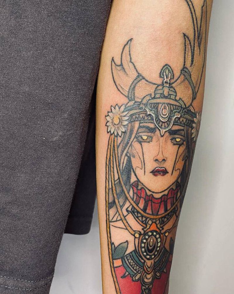 女郎纹身图片_手臂New School女郎纹身图案