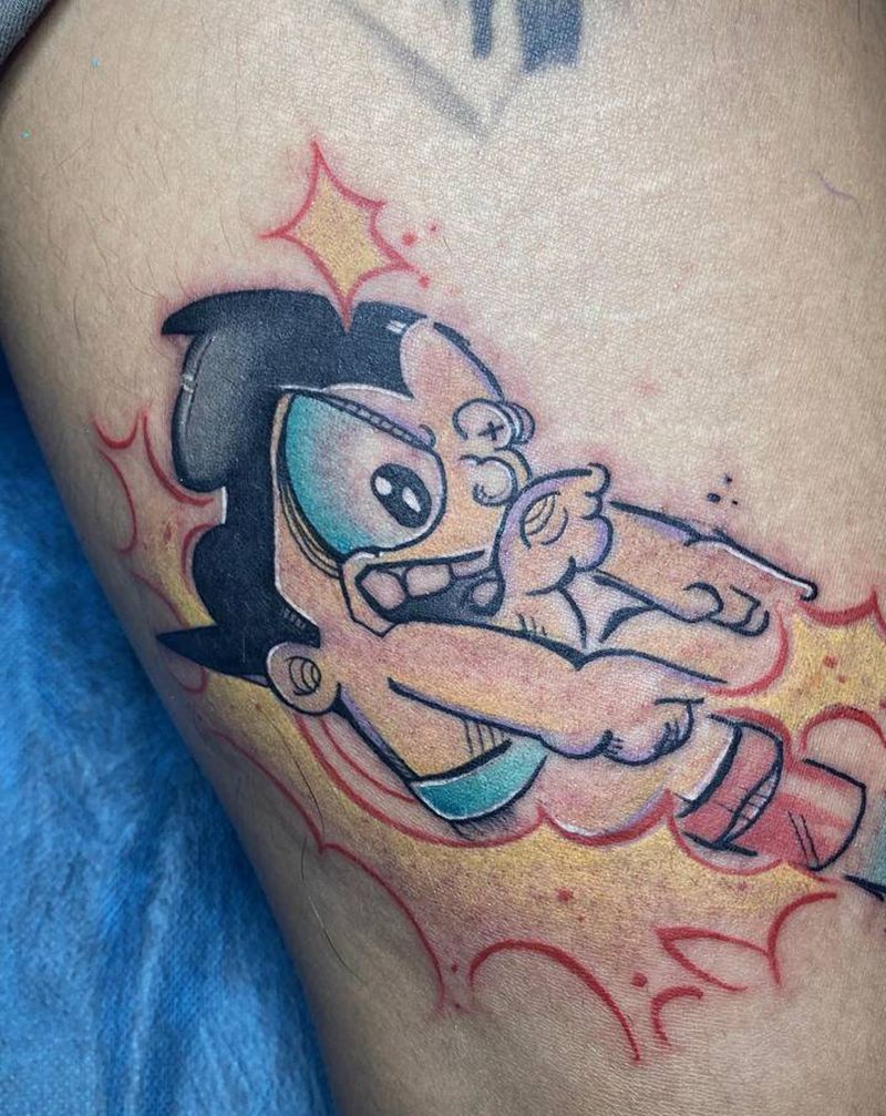 阿童木纹身图片_腿部New School水彩阿童木纹身图案