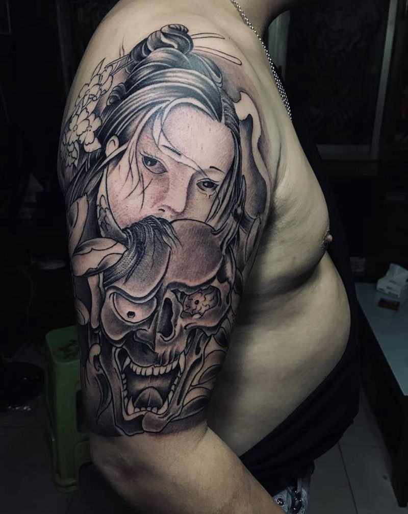 艺妓纹身图片_手部纹身图案