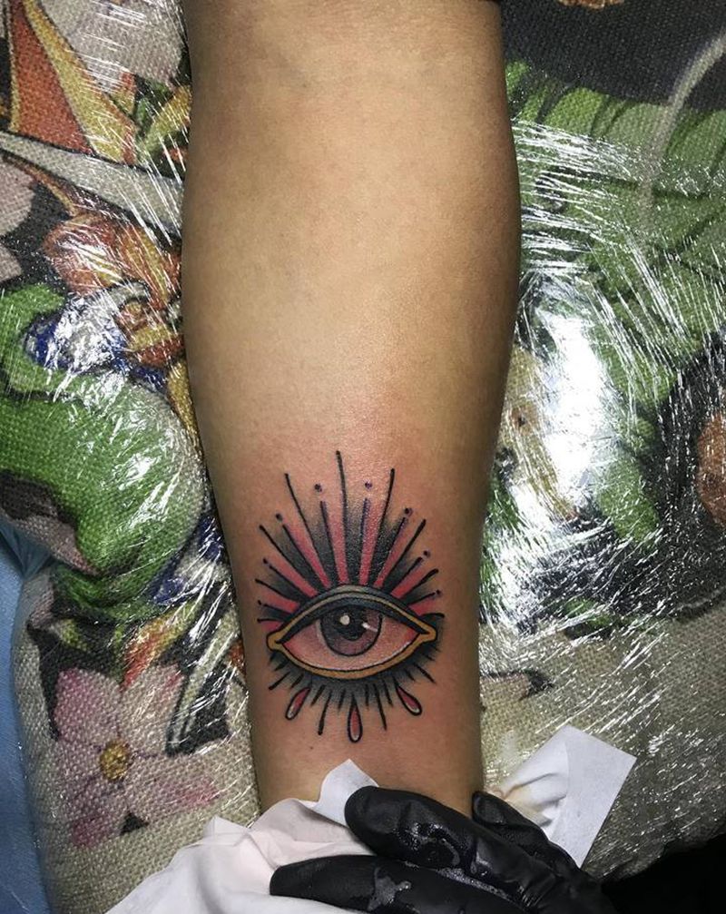 上帝之眼纹身图片_手臂New School纹身图案