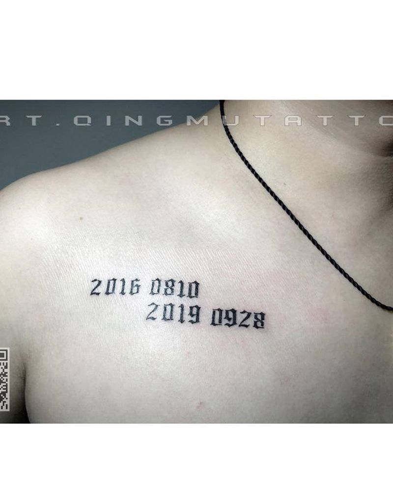 沉默的表达纹身图片_胸部花体字纹身图案