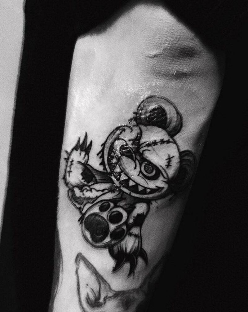 暗黑小熊纹身图片_手臂暗黑纹身图案