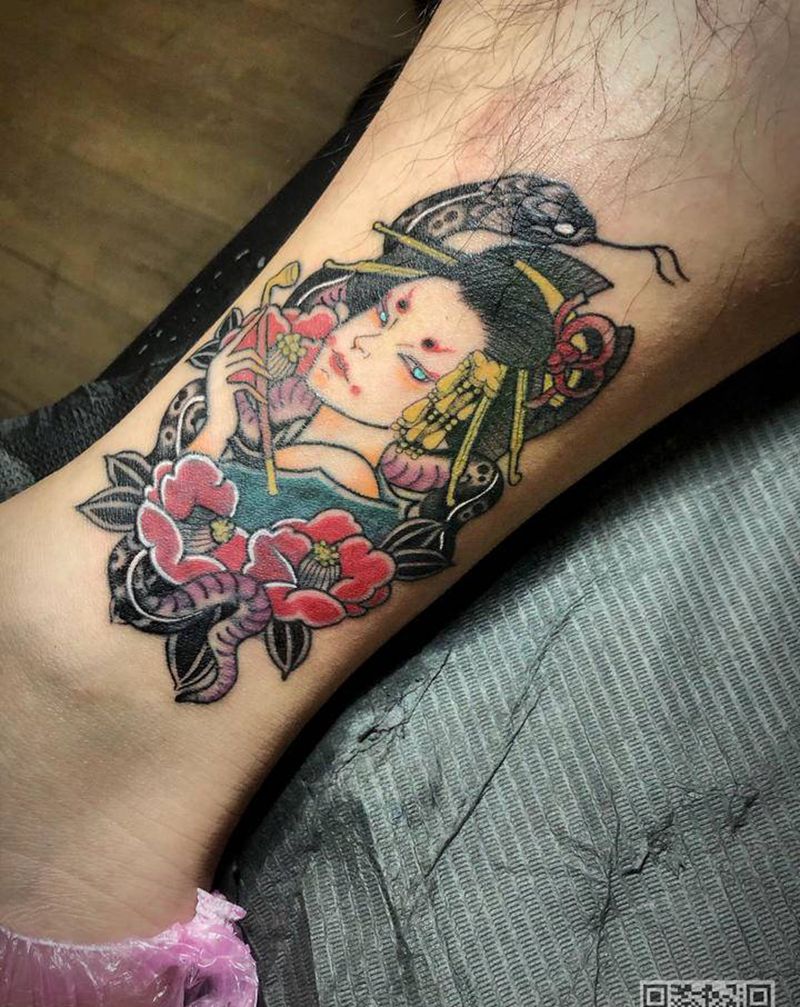 旧纹身遮盖纹身图片_腿部新传统纹身图案