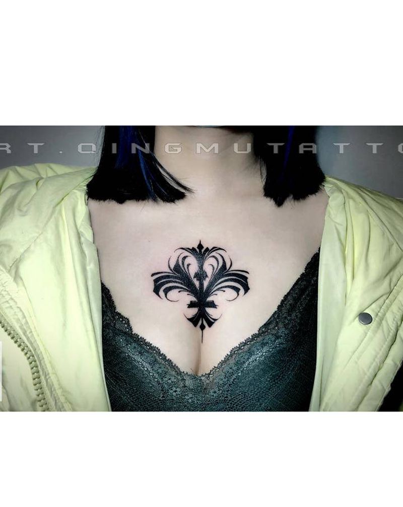 旧纹身遮盖纹身图片_胸部图腾纹身图案