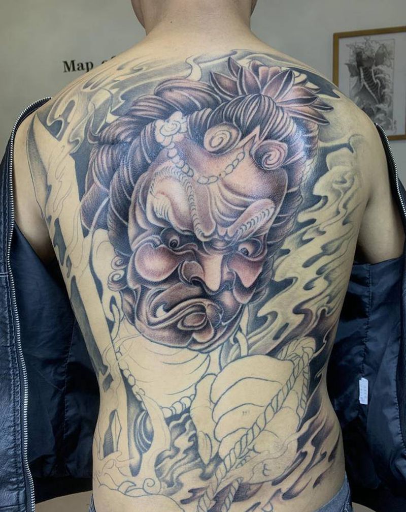 冥王纹身图片_背部新传统纹身图案