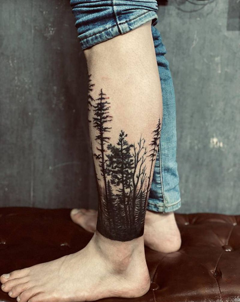 人心深处净土纹身图片_腿部纹身图案