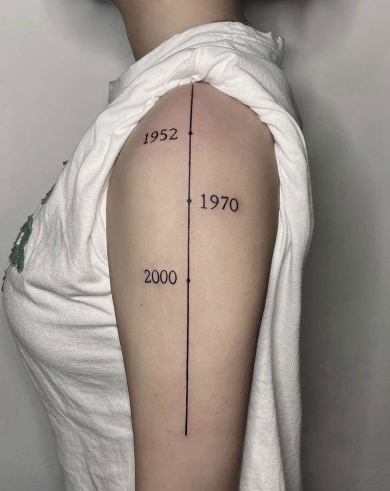 日期 直线纹身图片_手臂几何纹身图案