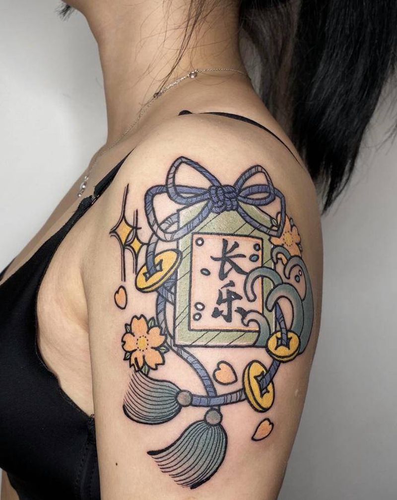 御守纹身图片_手臂New School老传统御守纹身图案