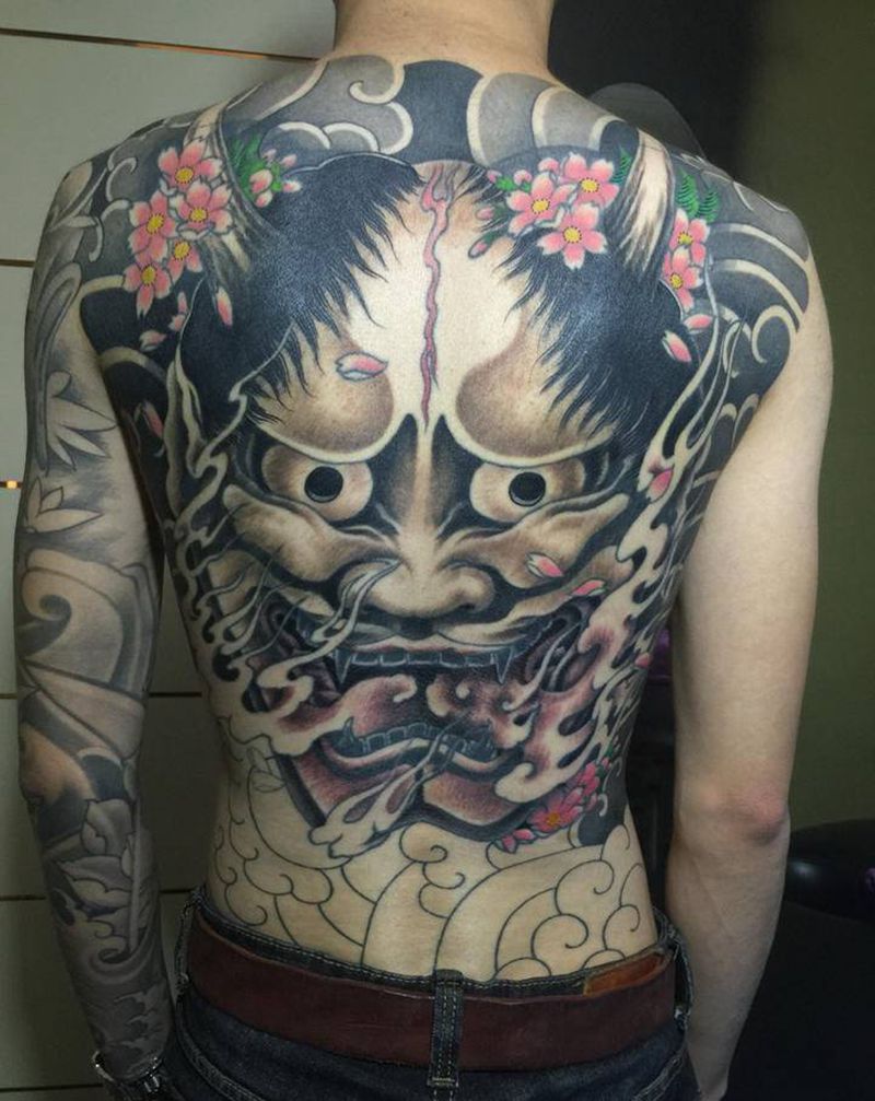 满背般若 未完成纹身图片_传统纹身图案