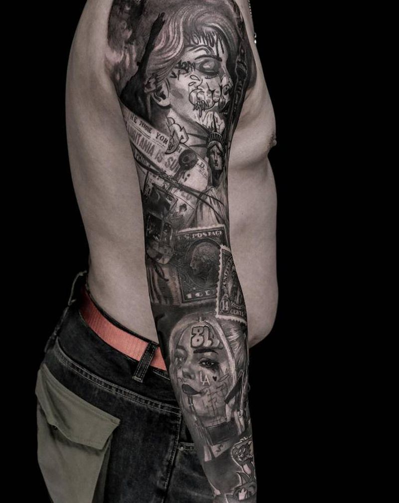 涂鸦写实纹身图片_手部欧美写实纹身图案