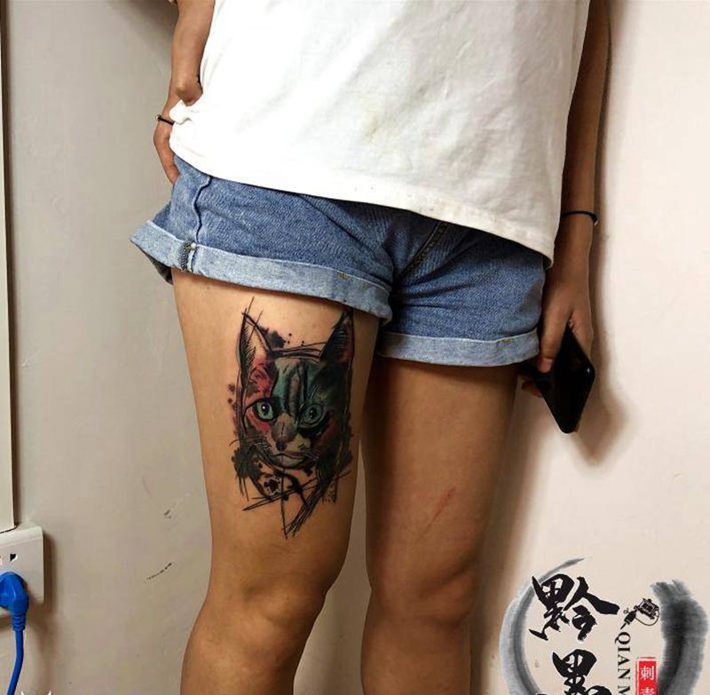 遮盖图纹身图片_腿部纹身图案