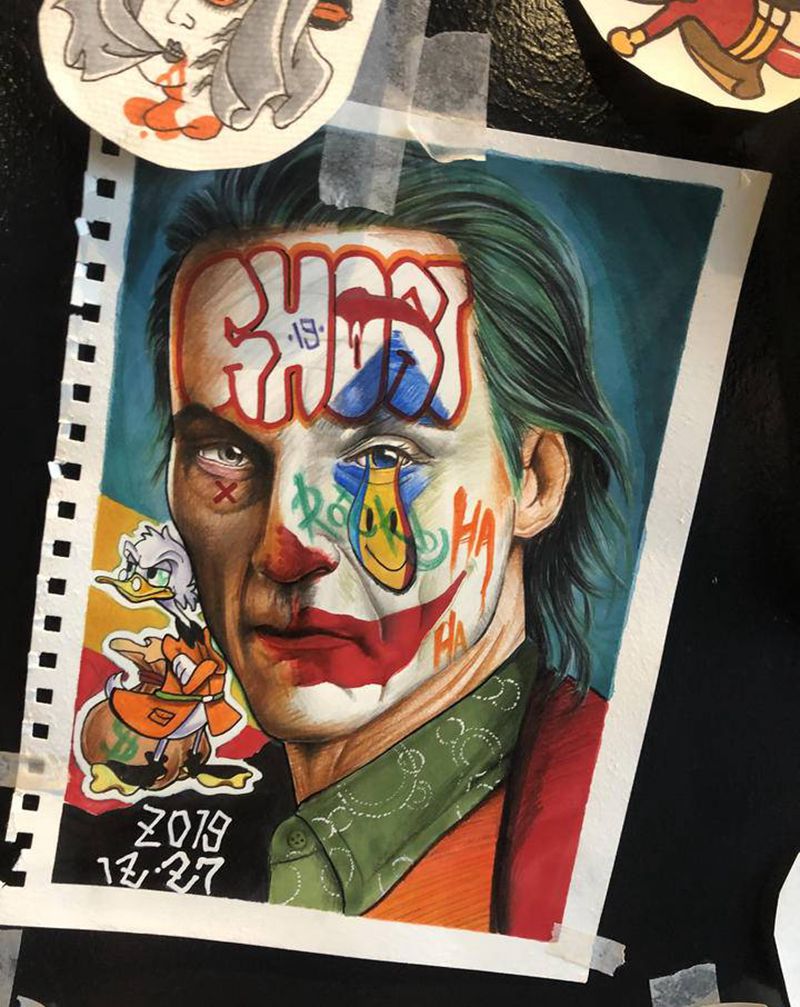 小丑纹身图片_手臂欧美写实小丑纹身图案