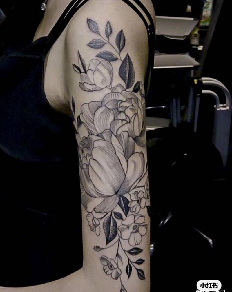 速花纹身图片_手臂纹身图案