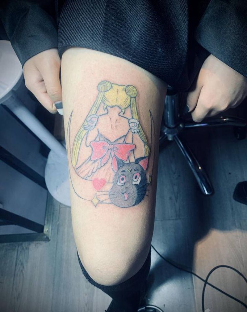 无敌美少女纹身图片_腿部手部纹身图案