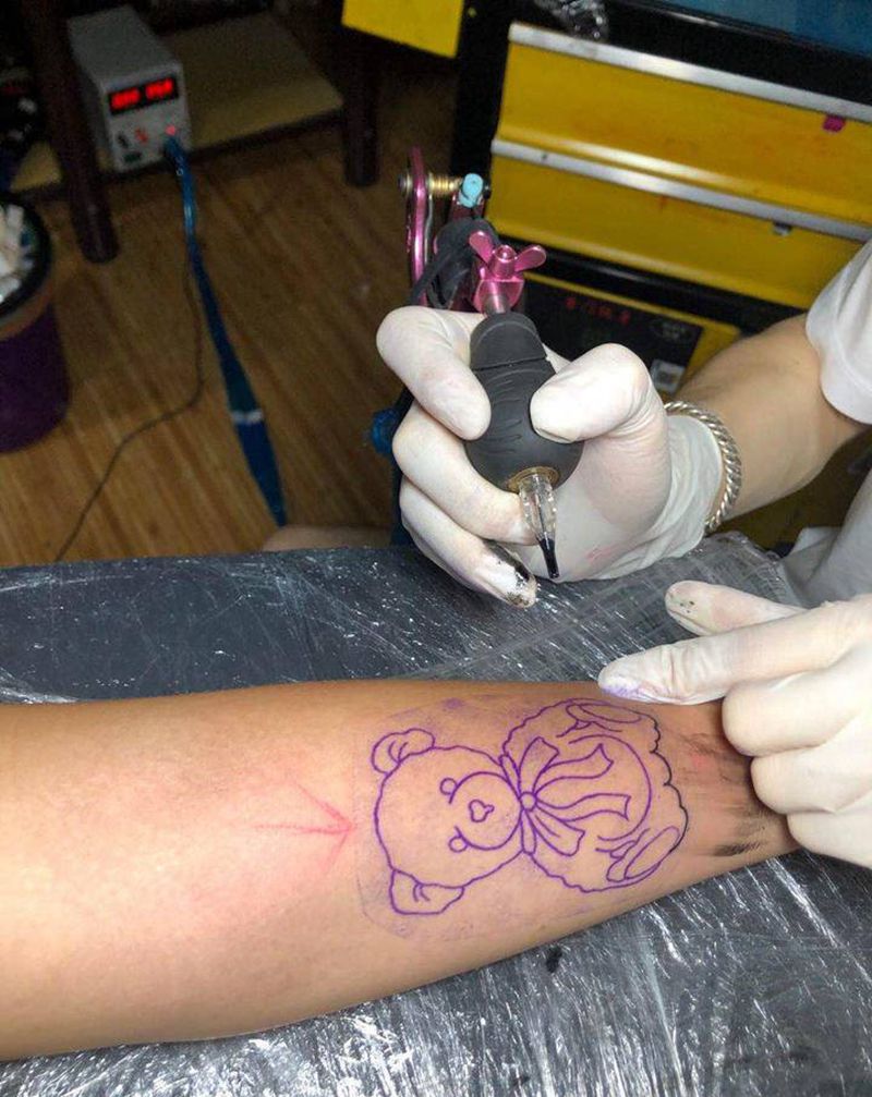 小熊纹身图片_手臂纹身图案