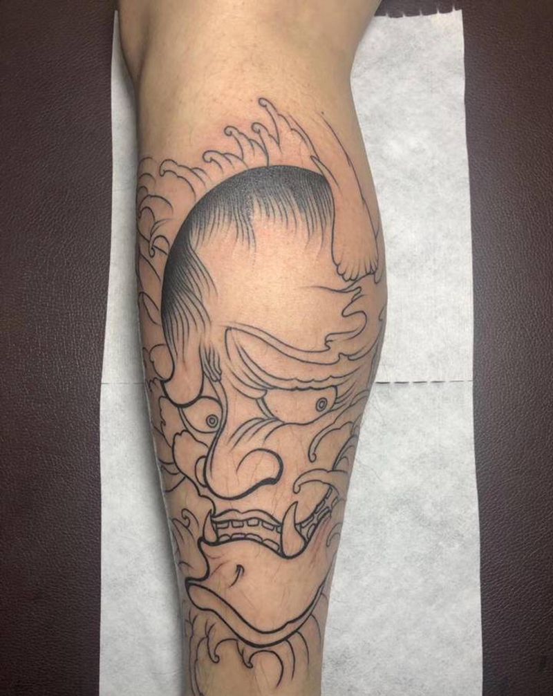 般若纹身图片_脚部腿部纹身图案