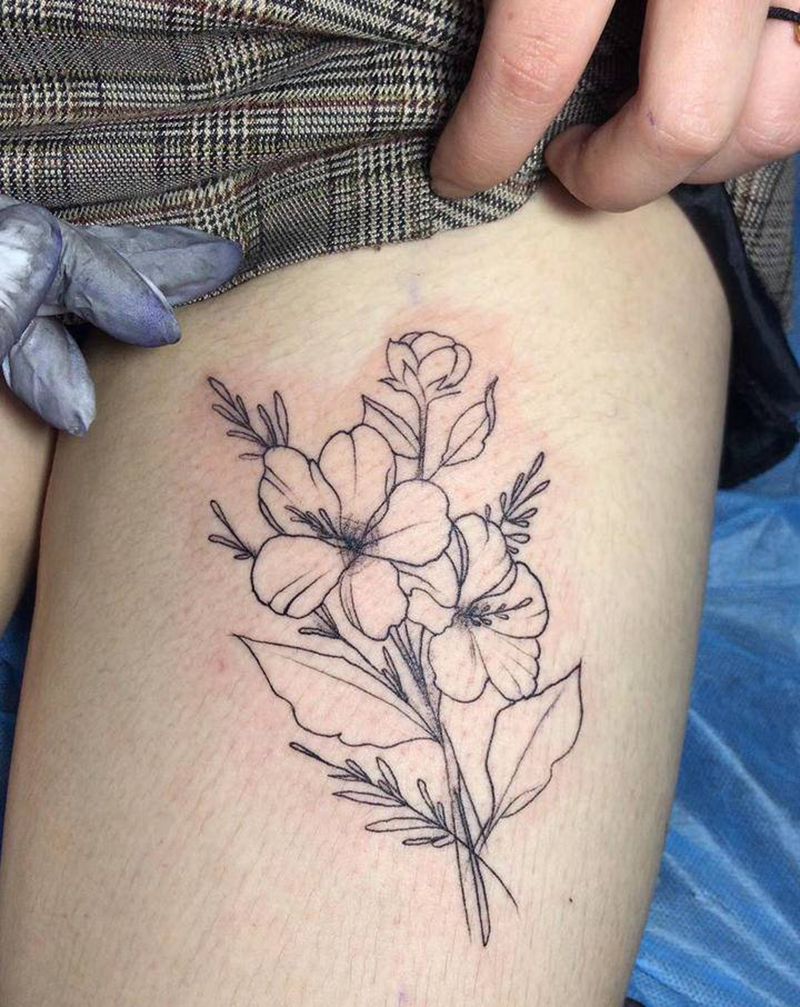 素花纹身图片_腰部腿部纹身图案