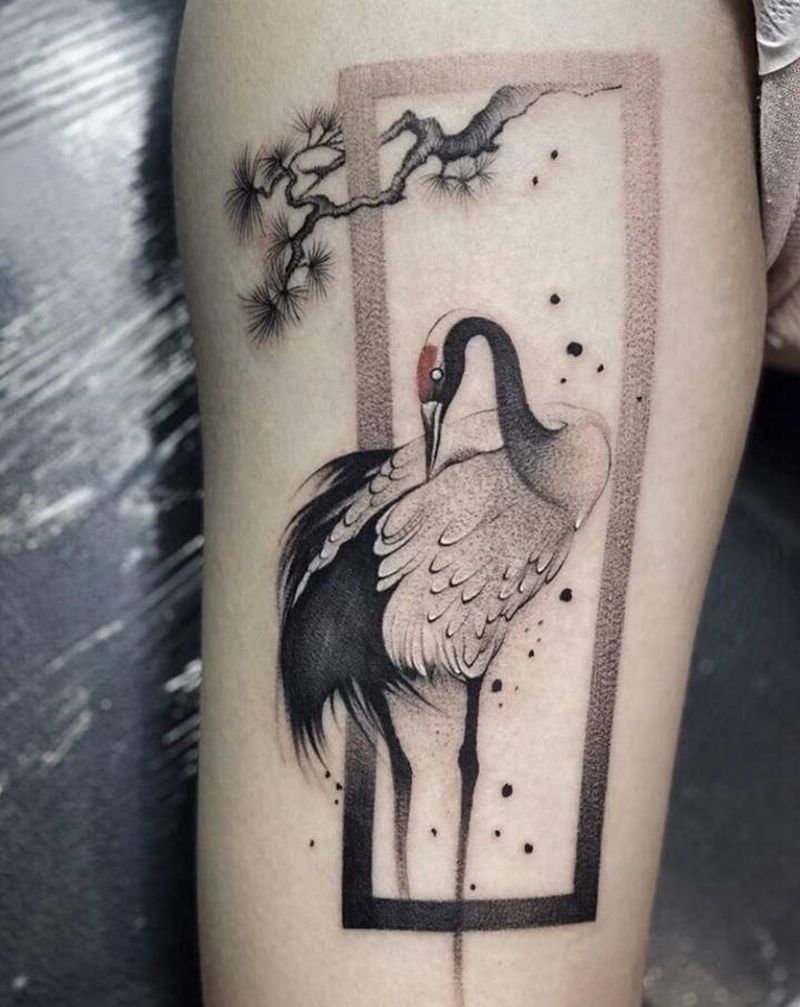 鹤纹身图片_手臂纹身图案