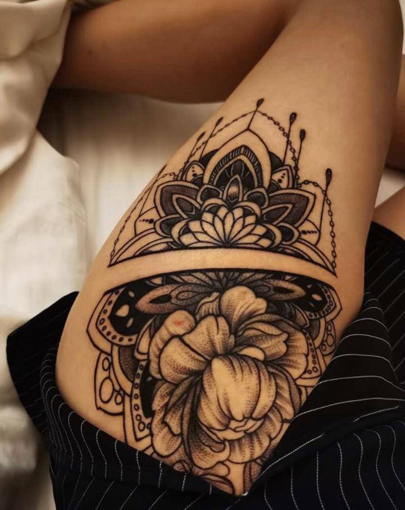 花纹身图片_点刺纹身图案