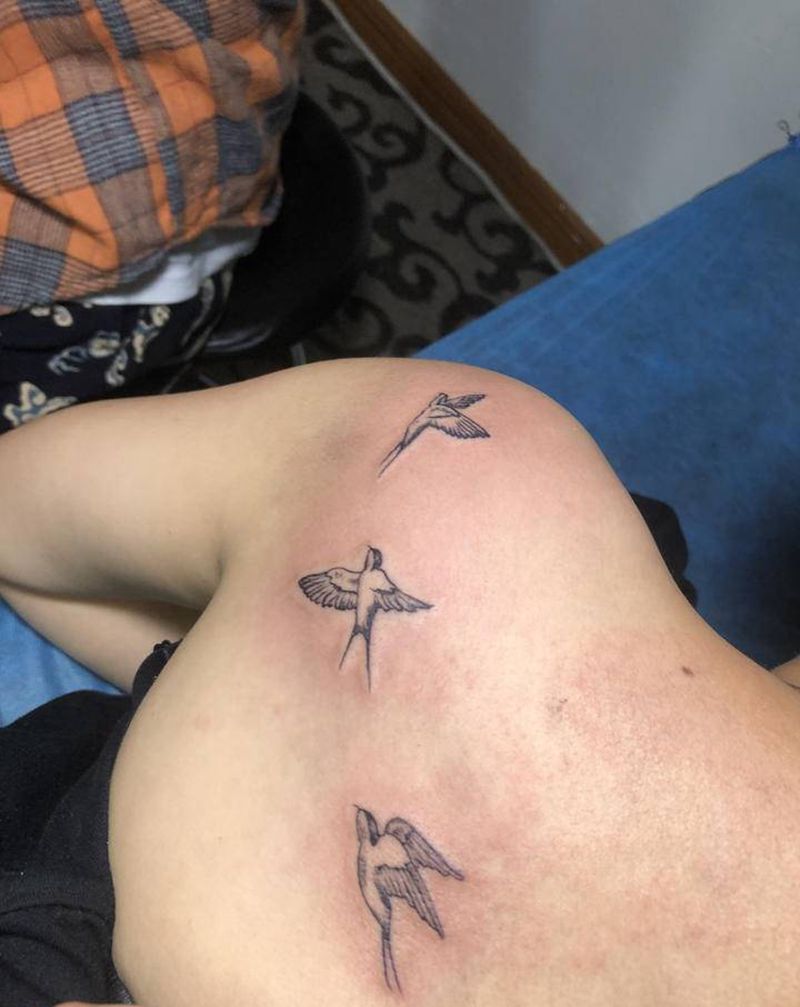 燕子纹身图片_背部纹身图案
