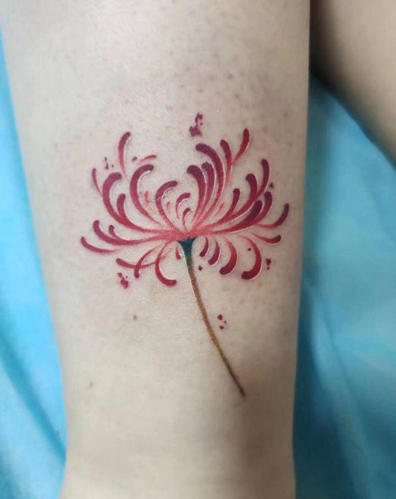 彼岸花纹身图片_腿部纹身图案